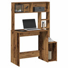 Desk with shelves 100x45x140 cm distressed wood old wood color