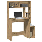 Desk with shelves 100x45x140 cm engineered wood artisanal oak