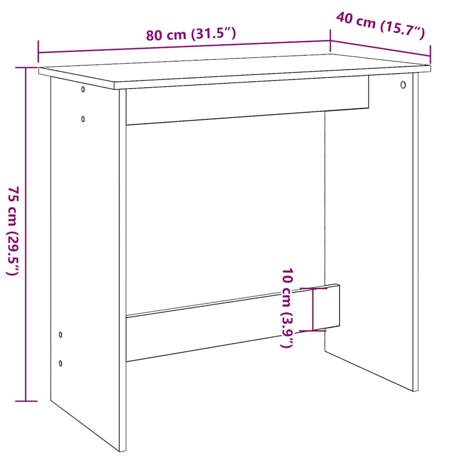 Bureau 80x40x75 cm bewerkt hout betongrijs