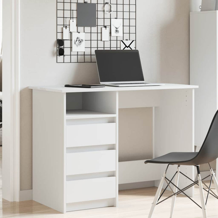 Bureau 102X50X75 Cm Bewerkt Hout Wit