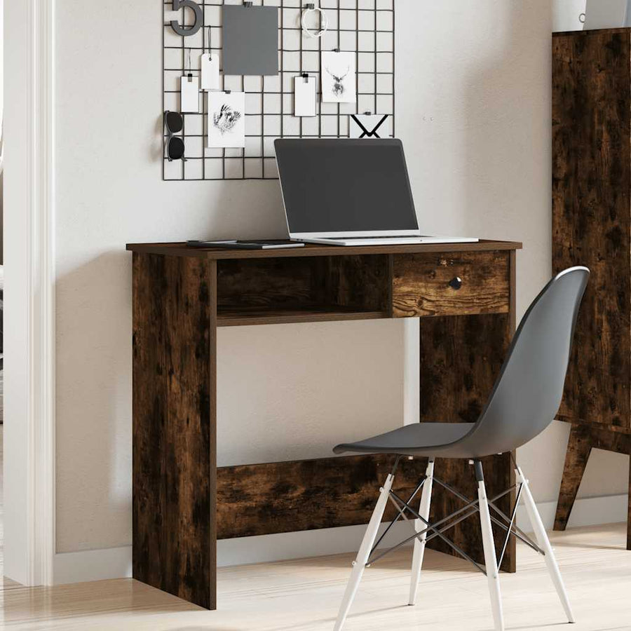 Bureau 80x40x75 cm bewerkt hout gerookt eikenkleurig