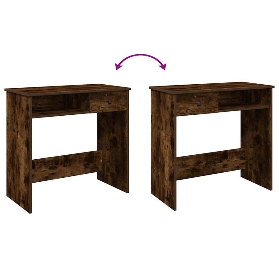 Bureau 80x40x75 cm bewerkt hout gerookt eikenkleurig