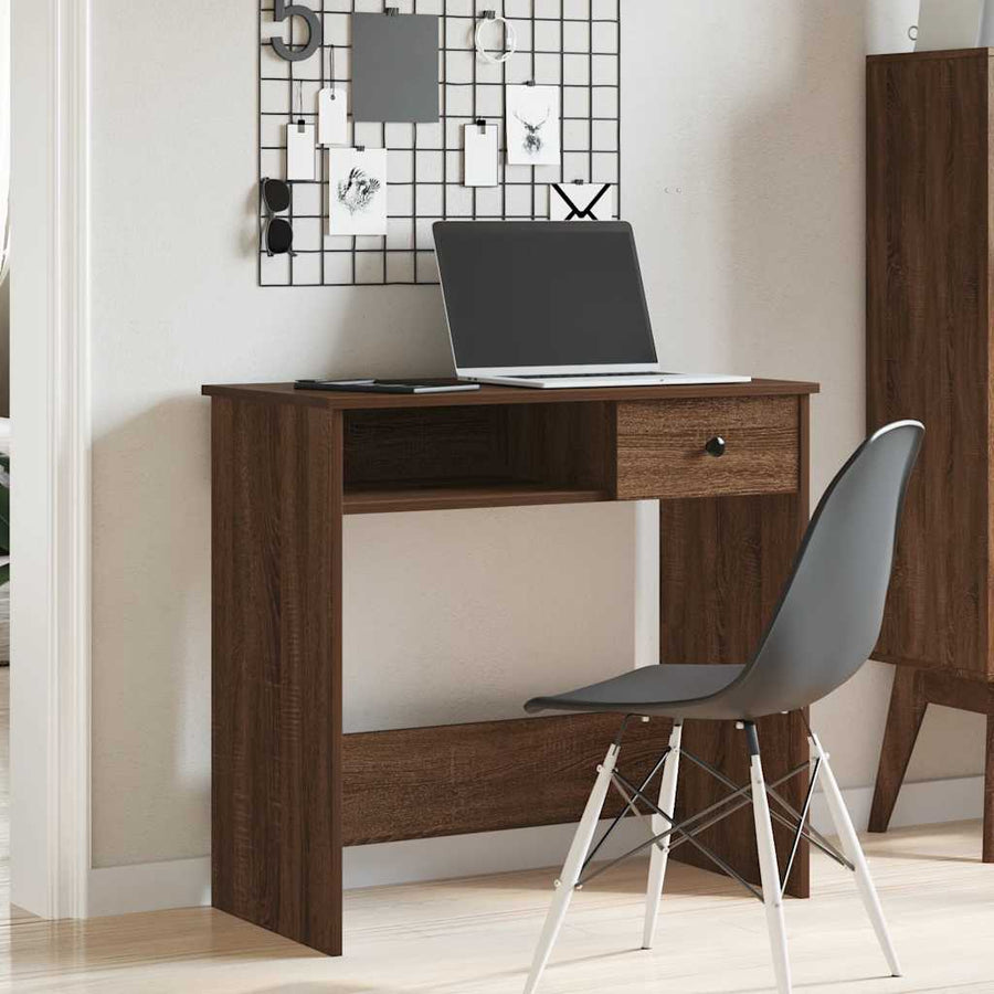 Bureau 80x40x75 cm bewerkt hout bruin eikenkleur