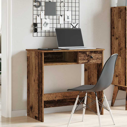 Bureau 80x40x75 cm bewerkt hout oud houtkleurig