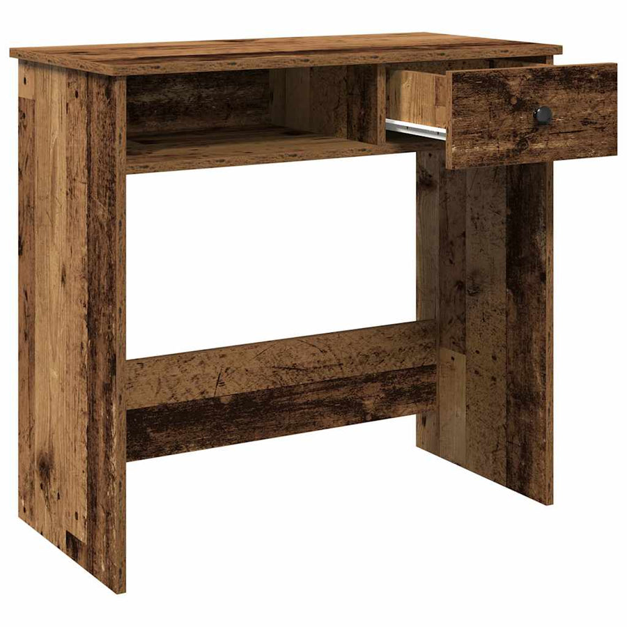 Bureau 80x40x75 cm bewerkt hout oud houtkleurig