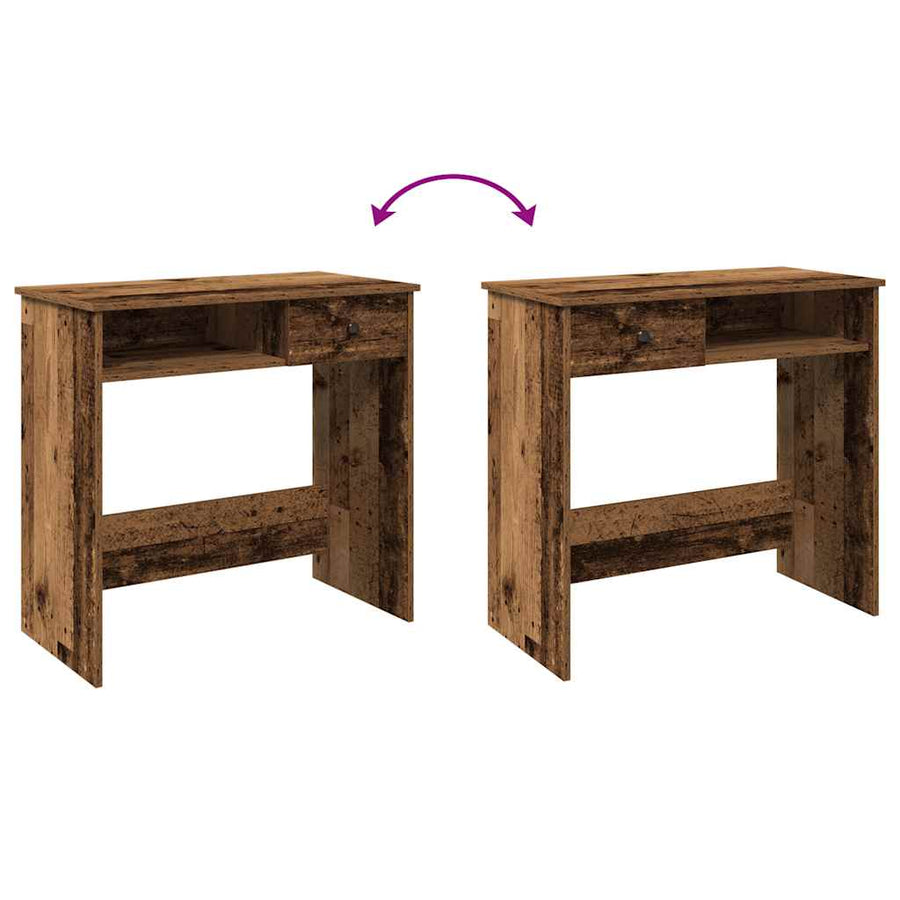 Bureau 80x40x75 cm bewerkt hout oud houtkleurig