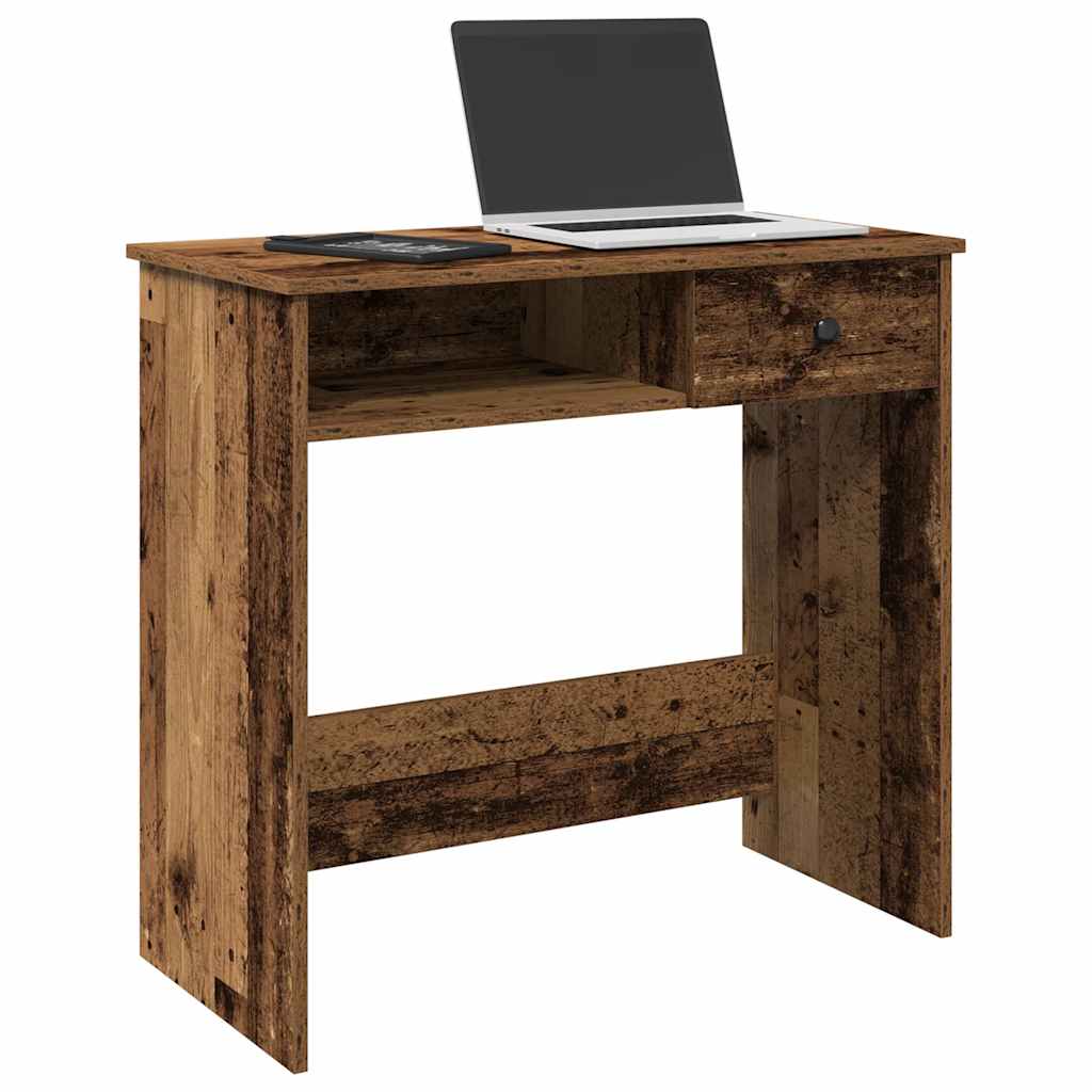 Bureau 80x40x75 cm bewerkt hout oud houtkleurig
