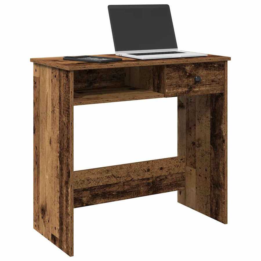 Bureau 80x40x75 cm bewerkt hout oud houtkleurig