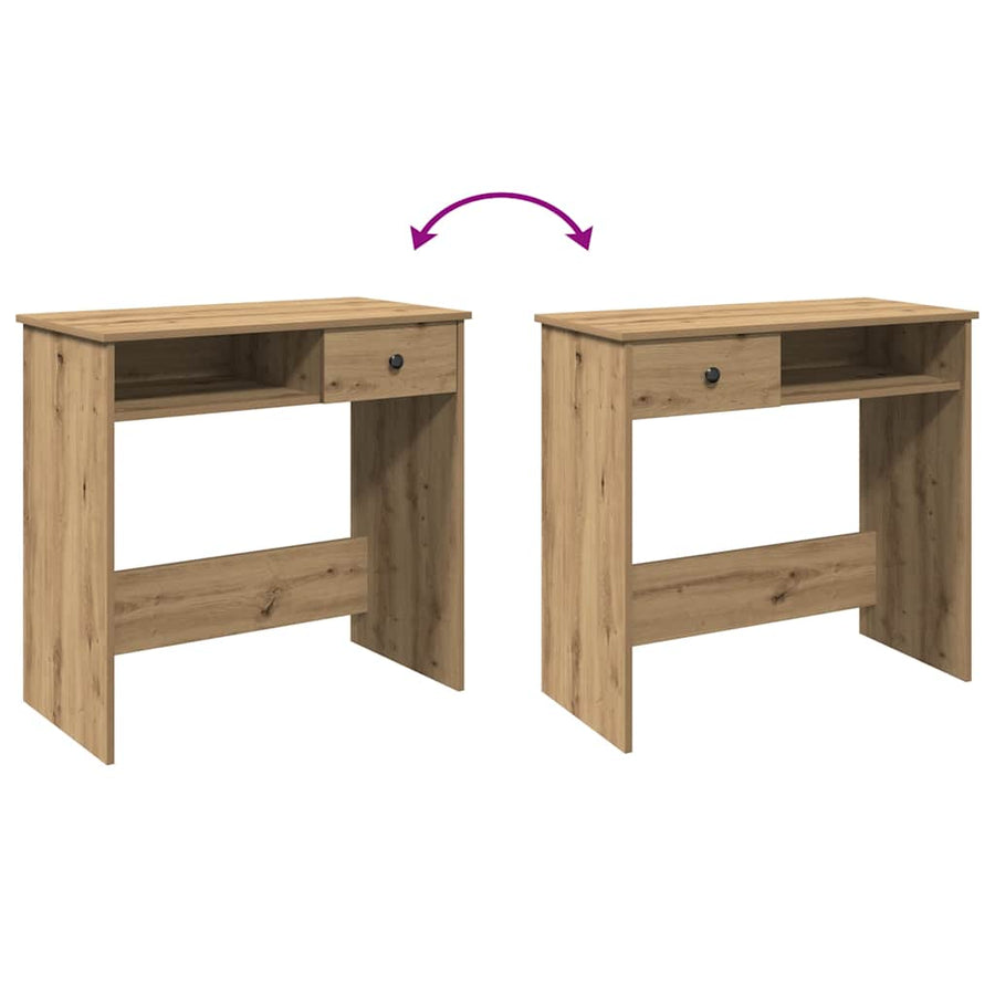 Bureau 80x40x75 cm bewerkt hout artisanaal eikenkleurig