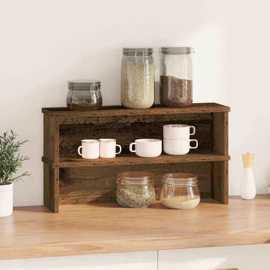 Keukenrekken stapelbaar 2 st 50x15x16 cm oud houtkleurig