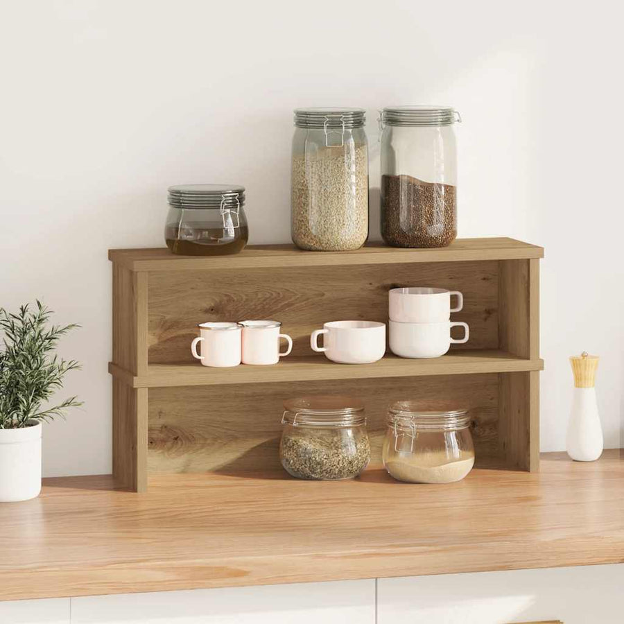 Keukenrekken stapelbaar 2 st 50x15x16 cm artisanaal eikenkleur