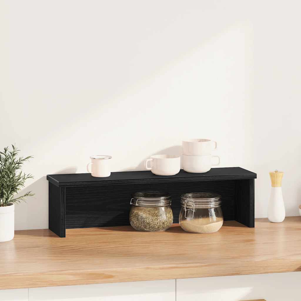 Keukenrek stapelbaar 60x15x16 cm bewerkt hout zwart