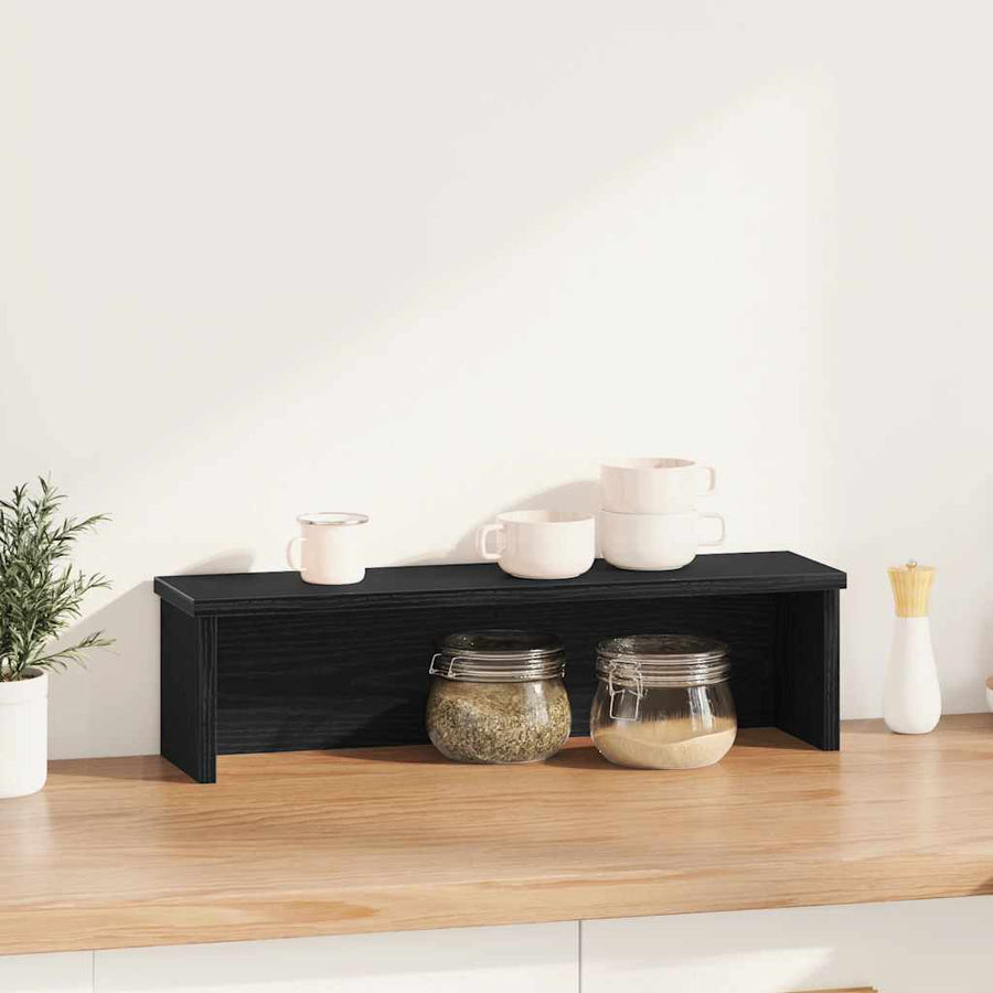 Keukenrek stapelbaar 60x15x16 cm bewerkt hout zwart