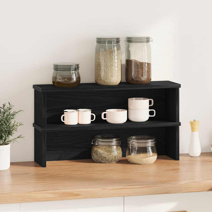 Keukenrekken stapelbaar 2 st 60x15x16 cm zwart