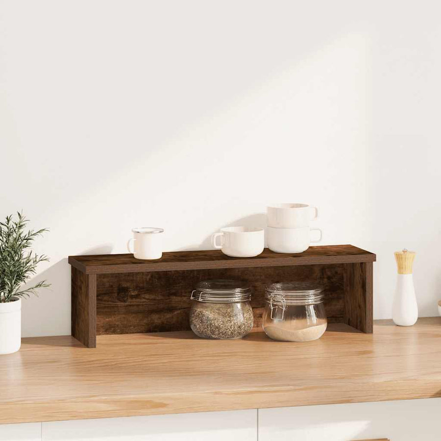 Keukenrek stapelbaar 60x15x16 cm bewerkt hout gerookt eiken