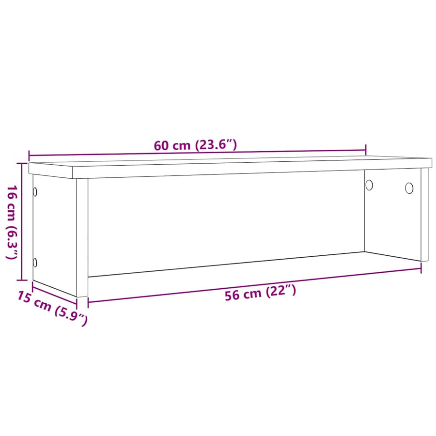 Keukenrek stapelbaar 60x15x16 cm bewerkt hout gerookt eiken