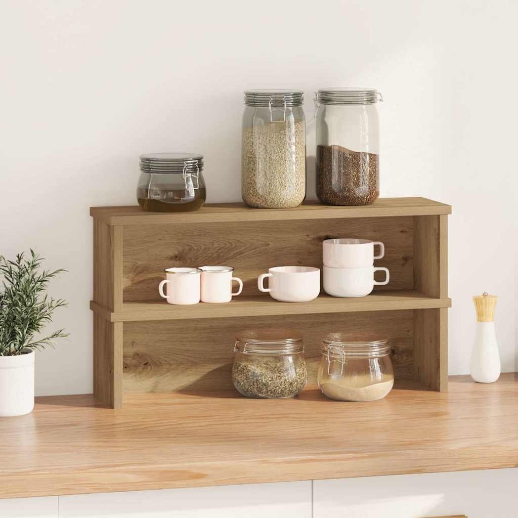 Keukenrekken stapelbaar 2 st 60x15x16 cm artisanaal eikenkleur