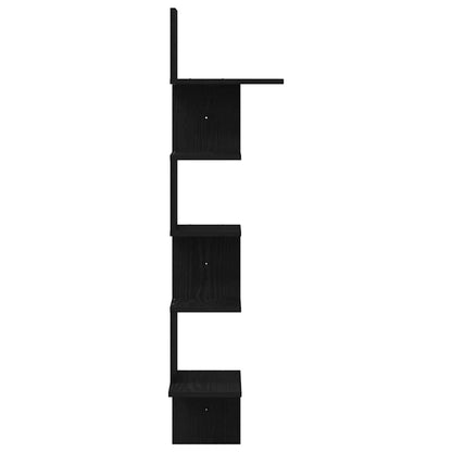 Hoekwandschap 32x32x127,5 cm bewerkt hout zwart