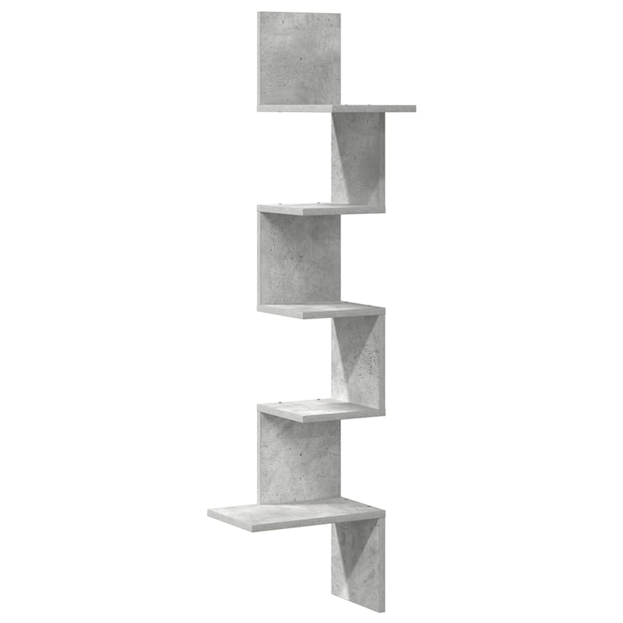 Hoekwandschap 32x32x127,5 cm bewerkt hout betongrijs