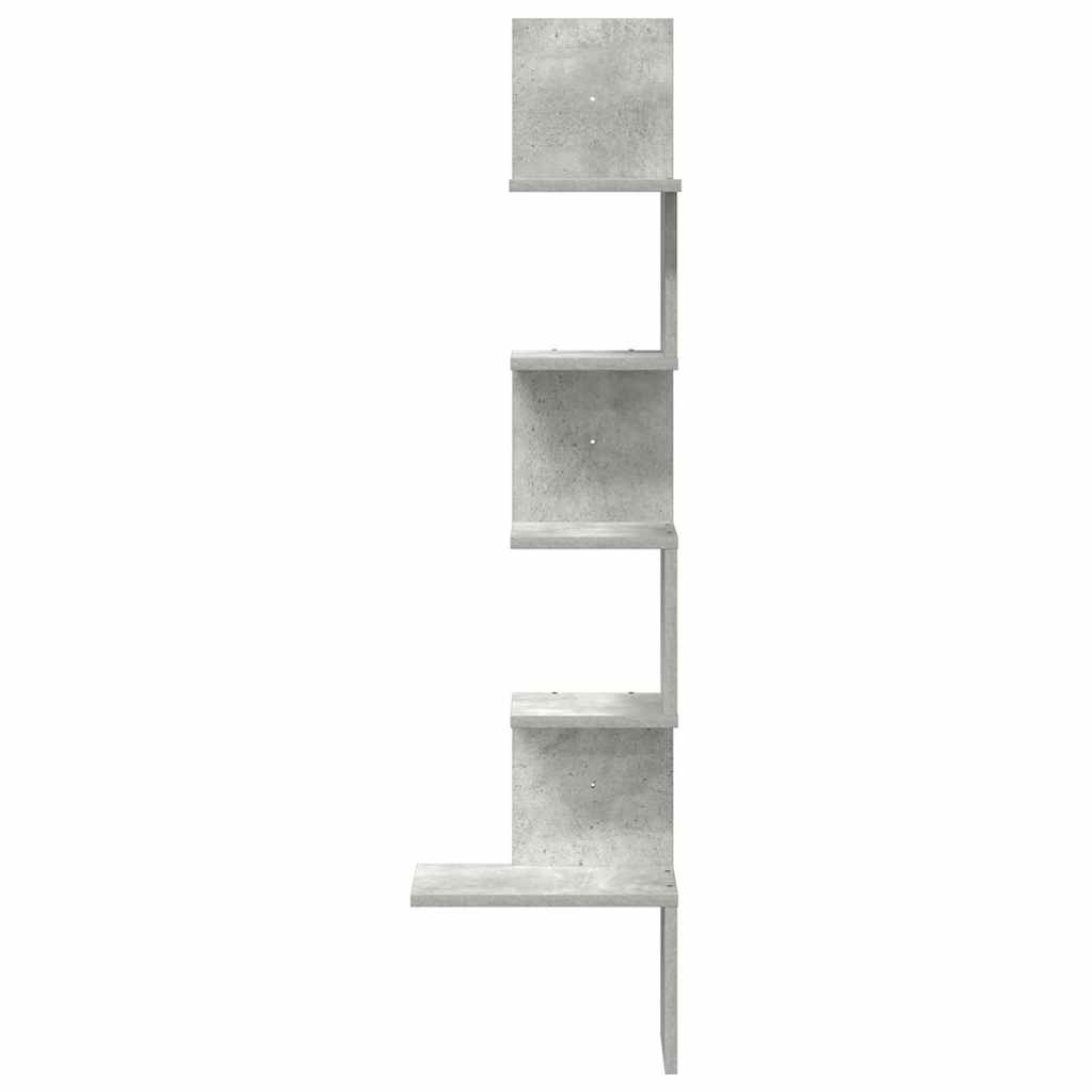 Hoekwandschap 32x32x127,5 cm bewerkt hout betongrijs