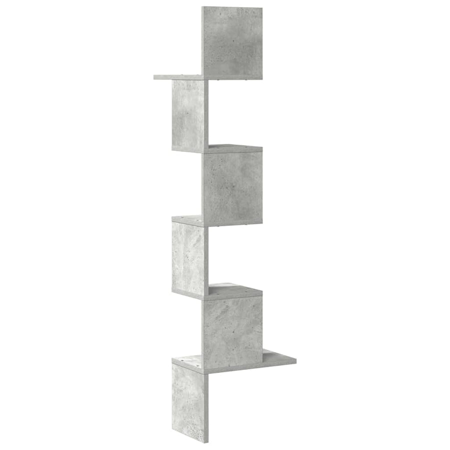Hoekwandschap 32x32x127,5 cm bewerkt hout betongrijs