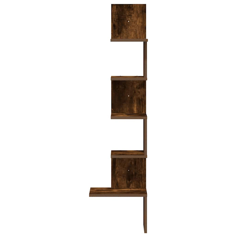 Hoekwandschap 32x32x127,5 cm bewerkt hout gerookt eikenkleurig