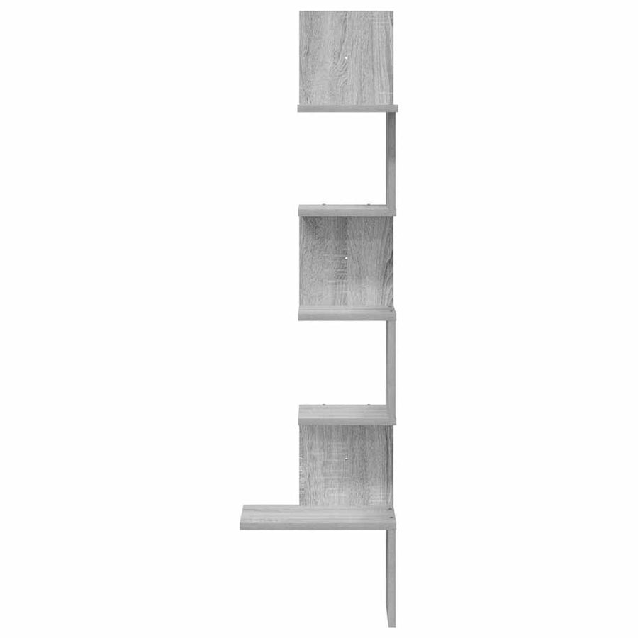 Hoekwandschap 32x32x127,5 cm bewerkt hout grijs sonoma eiken