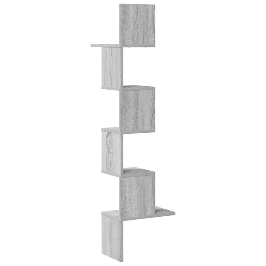 Hoekwandschap 32x32x127,5 cm bewerkt hout grijs sonoma eiken
