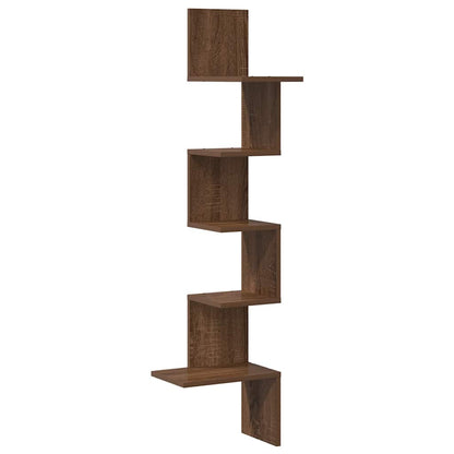 Hoekwandschap 32x32x127,5 cm bewerkt hout bruin eikenkleurig