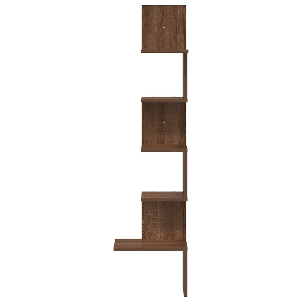 Hoekwandschap 32x32x127,5 cm bewerkt hout bruin eikenkleurig