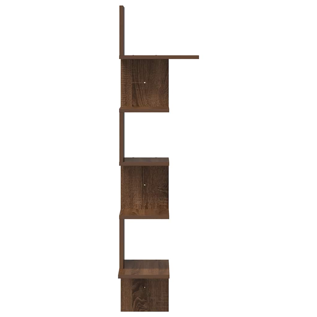 Hoekwandschap 32x32x127,5 cm bewerkt hout bruin eikenkleurig
