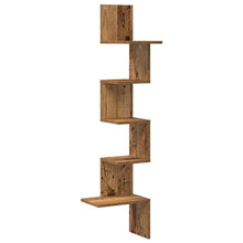 Hoekwandschap 32X32X127,5 Cm Bewerkt Hout Kleurig Oud Hout 32 x 32 x 127.5 cm