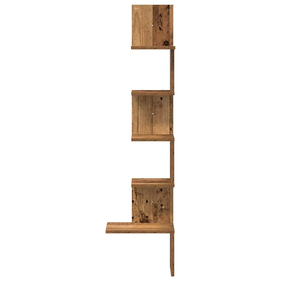 Hoekwandschap 32X32X127,5 Cm Bewerkt Hout Kleurig Oud Hout 32 x 32 x 127.5 cm