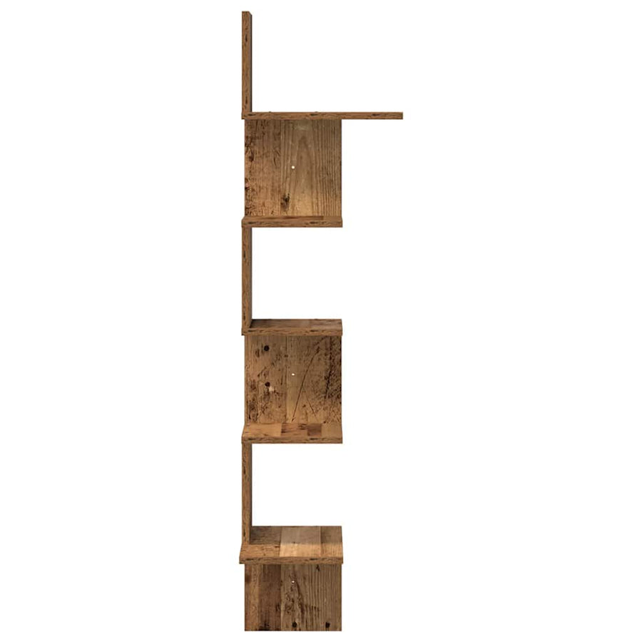 Hoekwandschap 32X32X127,5 Cm Bewerkt Hout Kleurig Oud Hout 32 x 32 x 127.5 cm