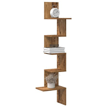 Hoekwandschap 32X32X127,5 Cm Bewerkt Hout Kleurig Oud Hout 32 x 32 x 127.5 cm