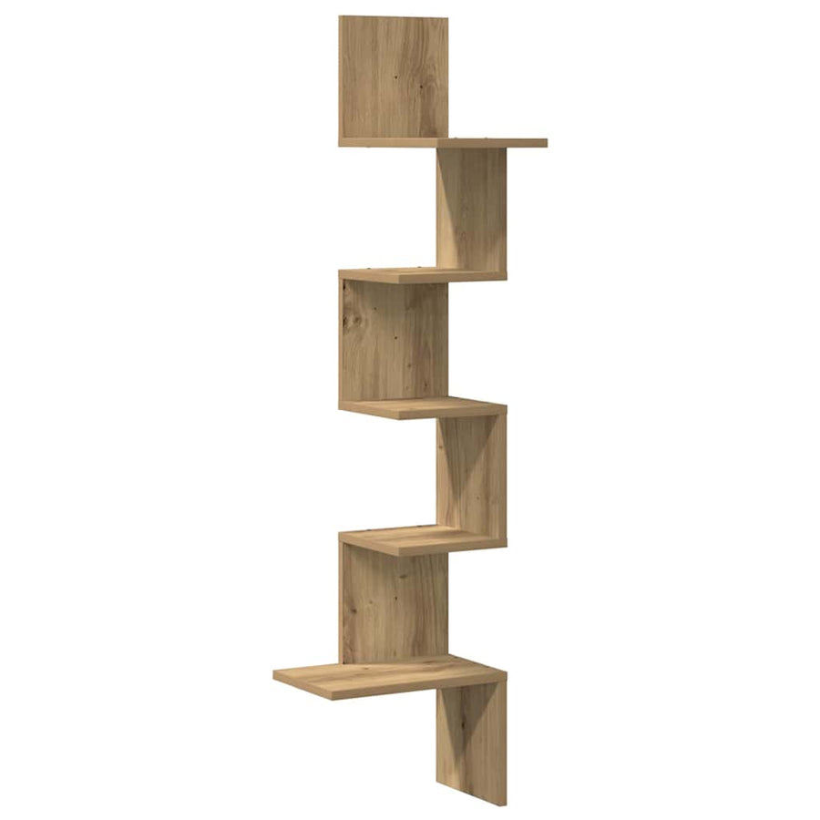 Hoekwandschap 32X32X127,5 Cm Bewerkt Hout Artisanaal Eiken Artisanaal Eikenkleurig 32 x 32 x 127.5 cm