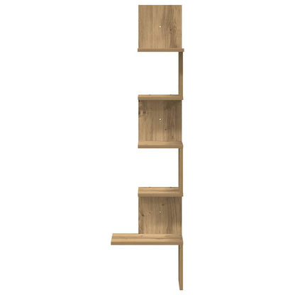 Hoekwandschap 32X32X127,5 Cm Bewerkt Hout Artisanaal Eiken Artisanaal Eikenkleurig 32 x 32 x 127.5 cm