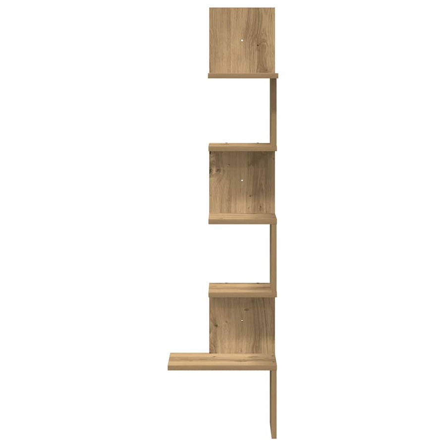 Hoekwandschap 32X32X127,5 Cm Bewerkt Hout Artisanaal Eiken Artisanaal Eikenkleurig 32 x 32 x 127.5 cm