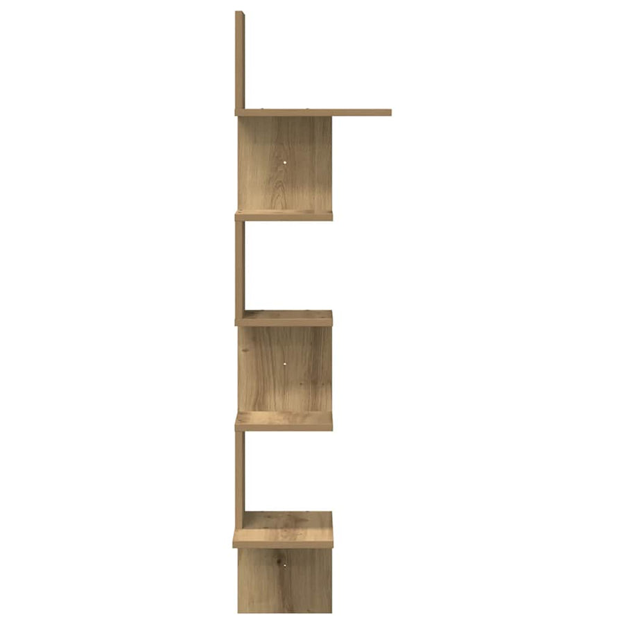 Hoekwandschap 32X32X127,5 Cm Bewerkt Hout Artisanaal Eiken Artisanaal Eikenkleurig 32 x 32 x 127.5 cm