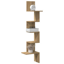 Hoekwandschap 32X32X127,5 Cm Bewerkt Hout Artisanaal Eiken Artisanaal Eikenkleurig 32 x 32 x 127.5 cm