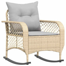 Tuinschommelstoel met kussens poly rattan beige