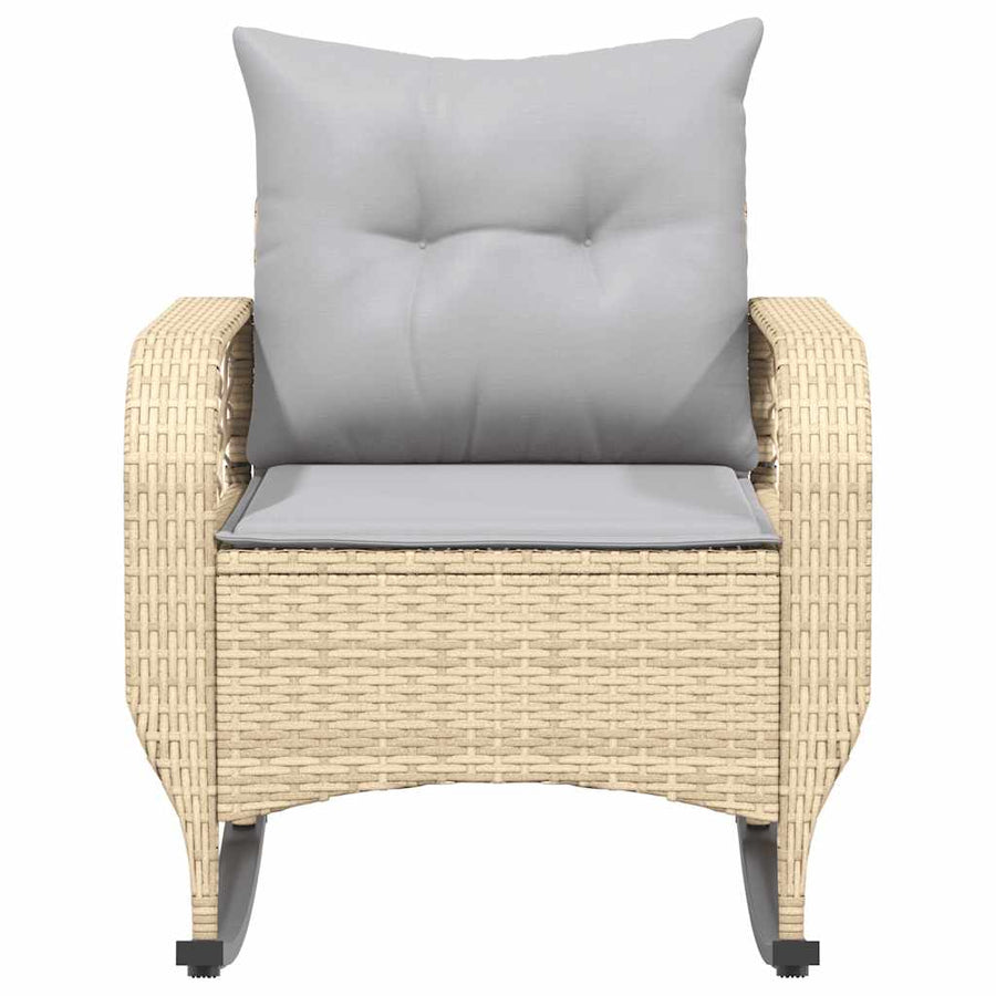 Tuinschommelstoel met kussens poly rattan beige