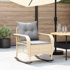 Garden swing chair with cushions poly rattan beige