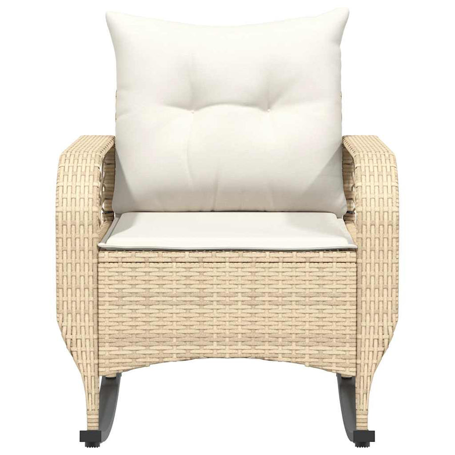 Tuinschommelstoel met kussens poly rattan beige
