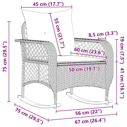 Tuinschommelstoel met kussens poly rattan beige