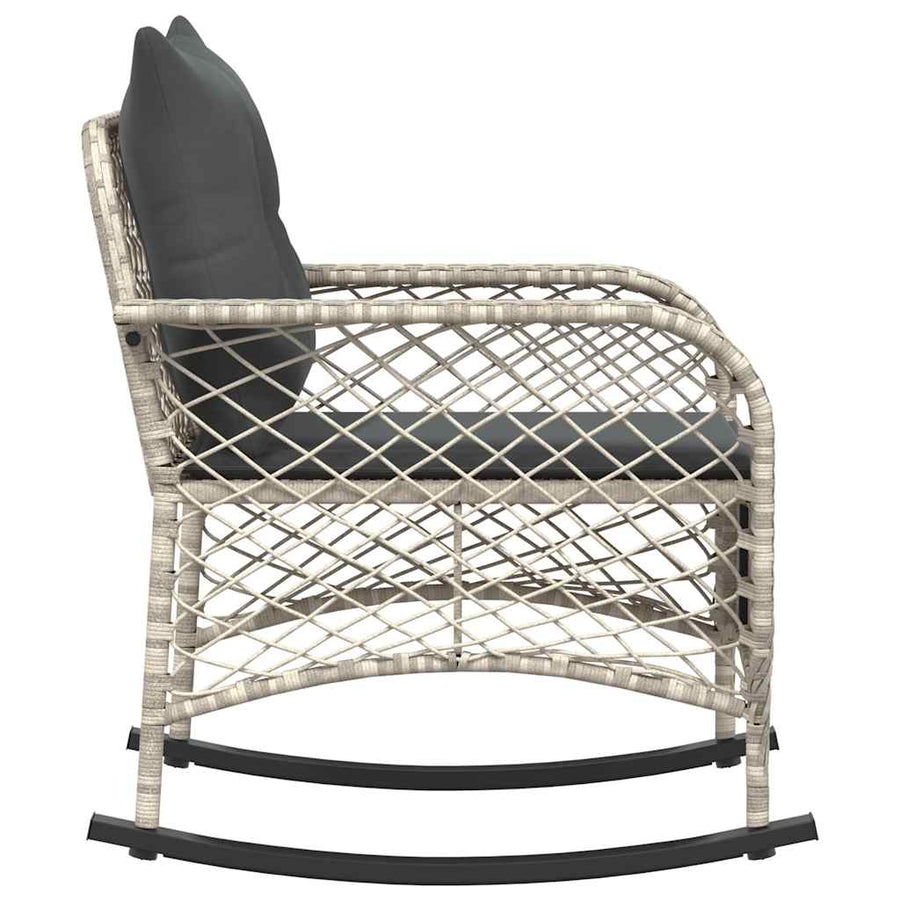 Tuinschommelstoel met kussens poly rattan lichtgrijs