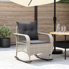 Garden rocking chair with cushions poly rattan light grey