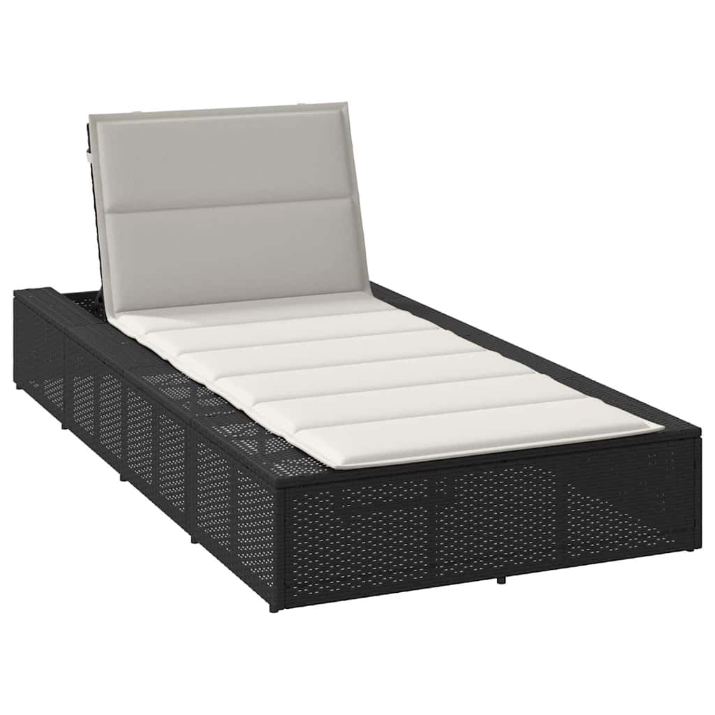 Ligbed met zwevend kussen poly rattan zwart