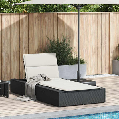 Ligbed met zwevend kussen poly rattan zwart