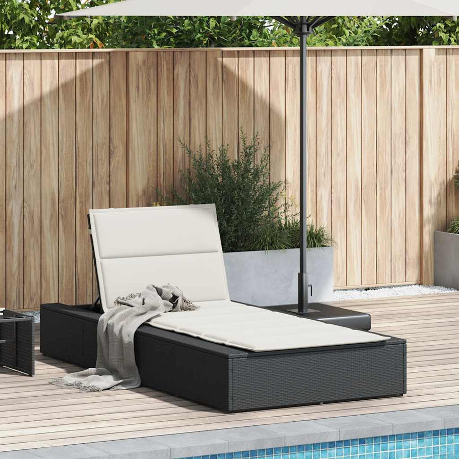 Ligbed met zwevend kussen poly rattan zwart